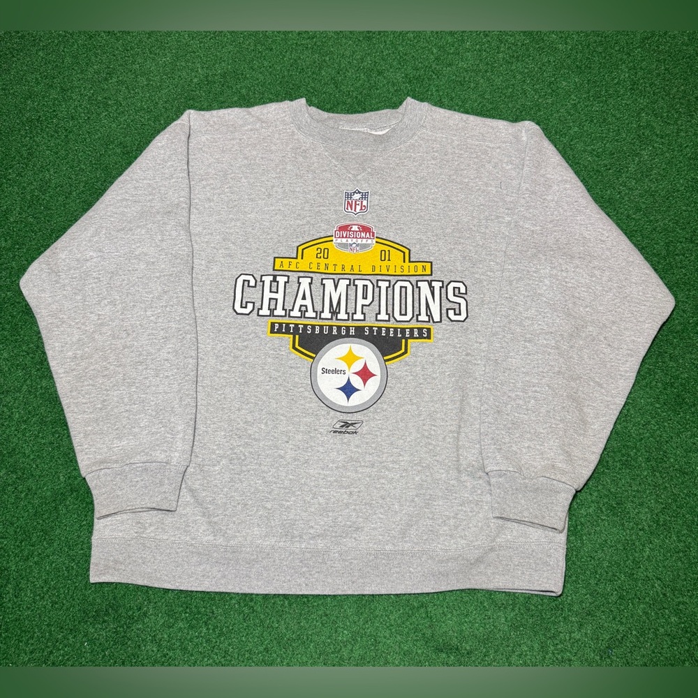 Pittsburgh Steelers Vintage Sweatshirt Reebok Champions Large Gray NFL Crewneck